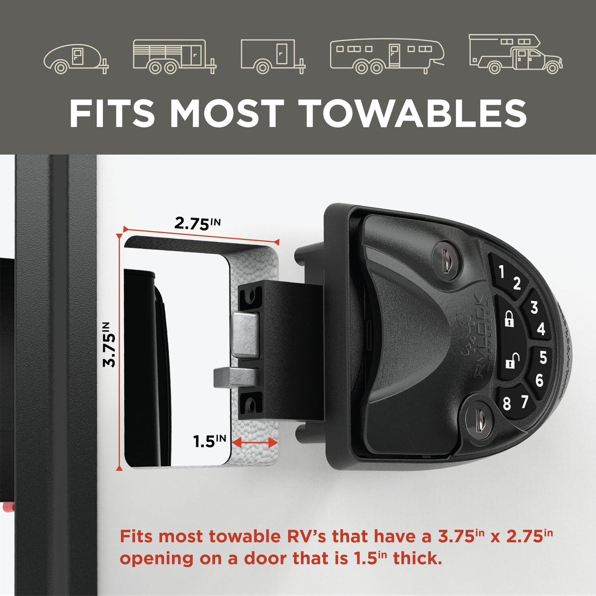RVLOCK V4 Durable Metal RV Door Lock with Keypad and Remote, Premium Replacement for Trailers, Secure and Convenient Keyless Camper Door Lock Replacement, Patented Security Technology