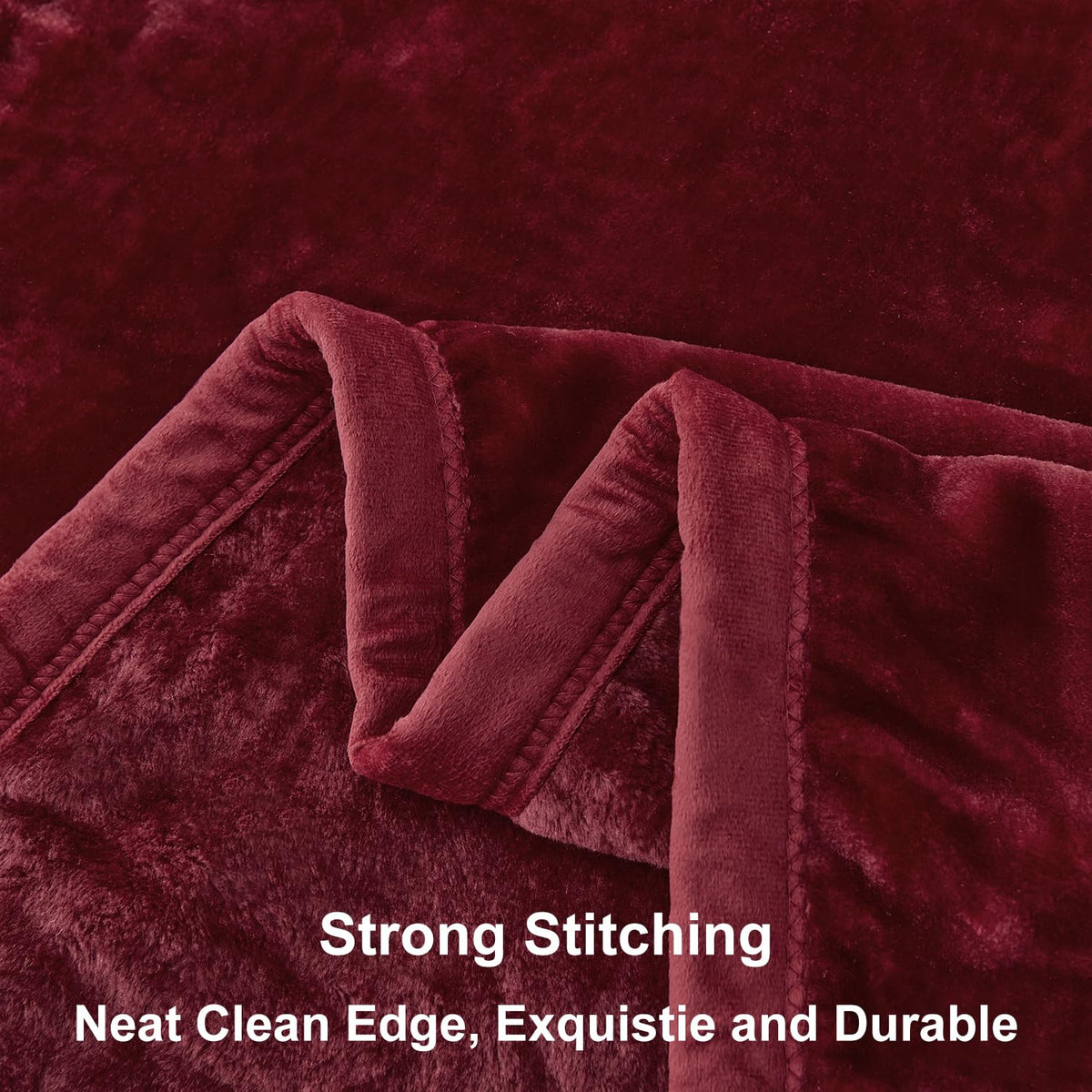 JYK Fleece Plush Blanket - 3.5 LB, 1 Ply Lightweight Korean Style Mink Blanket, Queen 79" x 91" - Super Soft, Warm & Cozy, Microfiber Bed Blanket for All Seasons, Burgundy