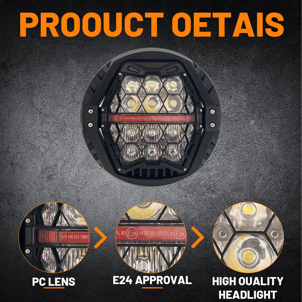 bamotop 120W 7'' Motorcycles LED Headlight With Amber DRL Hi/Lo Beam Headlamp for Harley Davidson Touring Street Glide 2014-2023 [Plug And Play]