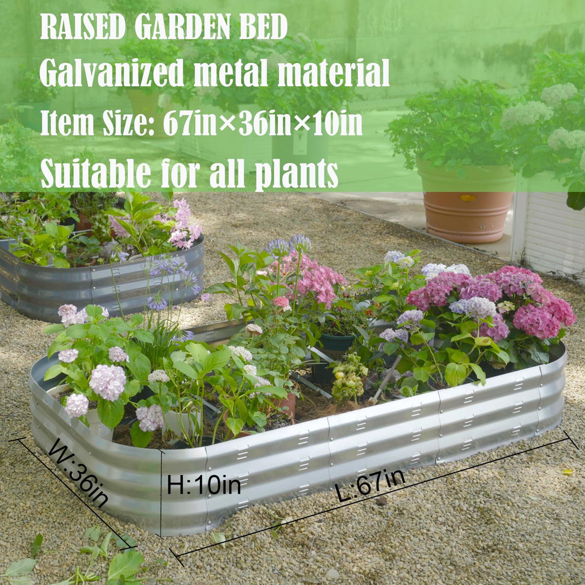 Colorfulbeetle Galvanized Raised Garden Bed Kit, Large Metal Raised Garden Beds for Vegetables, Galvanized Planter Raised Garden Boxes Outdoor (Silver)