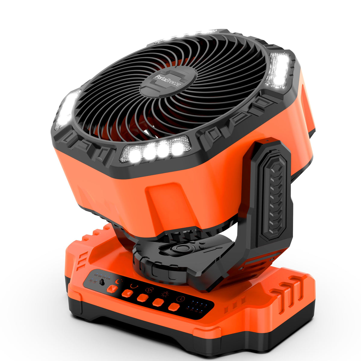 Porta Breeze 40000mAh Rechargeable Camping Fan w Light, Portable Battery Operated High Velocity Floor Table Fan; Oscillating w Timer, Remote for Outdoors, RV, Jobsite, Dorm, Patio, Weather Emergencies