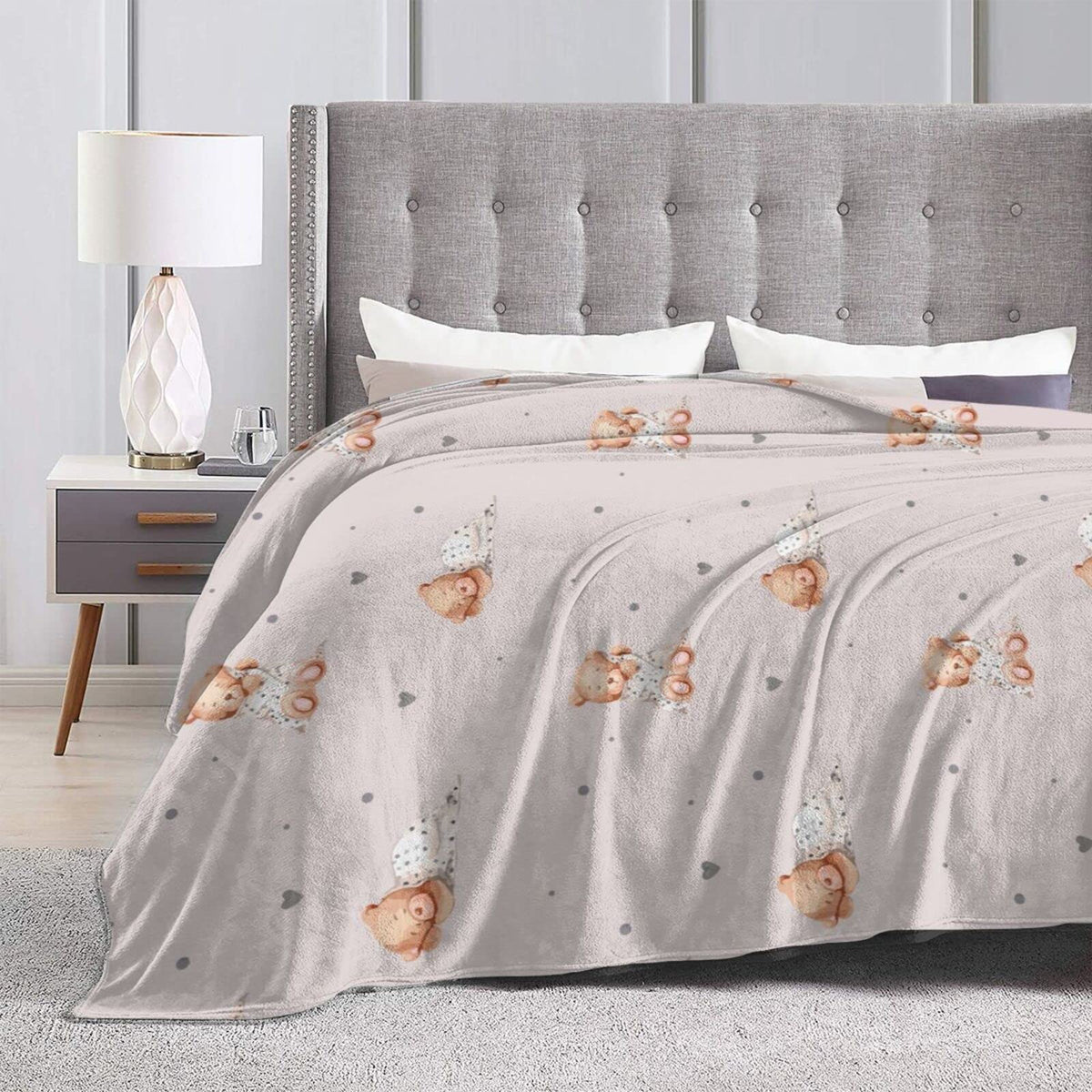 Perinsto Cute Bears Throw Blanket Ultra Soft Warm All Season Decorative Fleece Blankets for Bed Chair Car Sofa Couch Bedroom 50"X40"