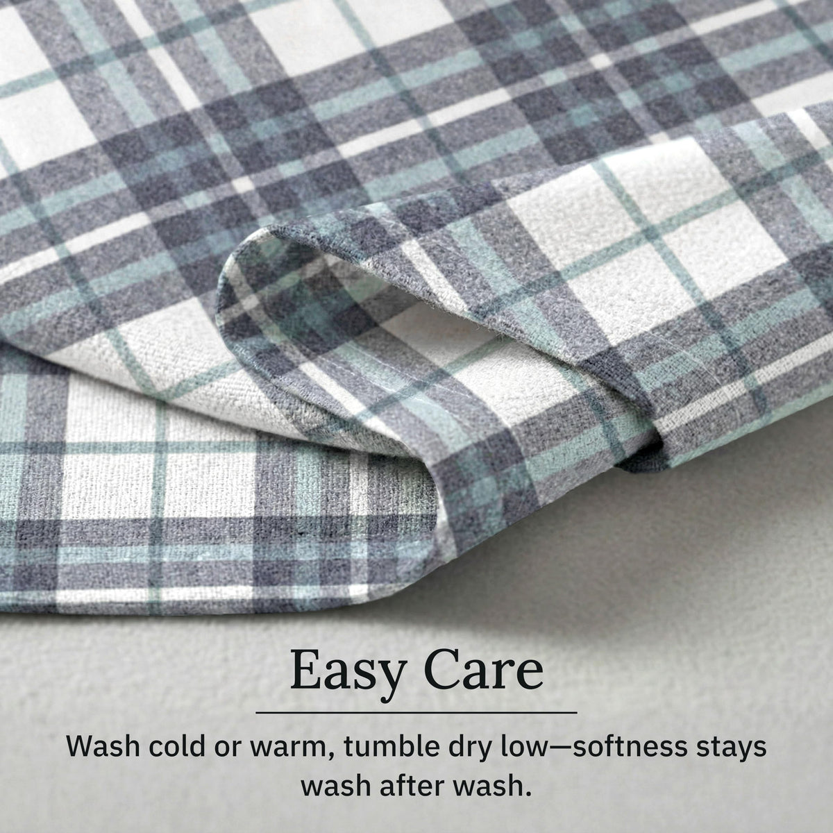 California Design Den Yarn Dyed Flannel Bed Sheets King Size Set - Made in Portugal, 4-Piece 100% Cotton Sheet Set King Size, Thick, Velvet Soft, Triple-Brushed, Extra Deep Pockets - Blue Plaid