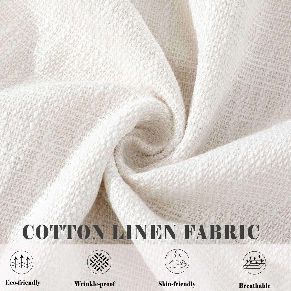 Qubjus Classic Round Tablecloth Table Cloth Round Cotton Linen Farmhouse Heavy Weight Table Cover for Dining Tabletop Decoration Party, Round - 70", Beige