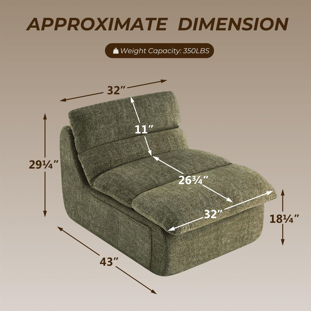 Furnimart High Density Foam Bean Bag Chair for Adults, XXL Boneless Floor Lounger with Ergonomic Back Support, No Sag Compression Foam, No Assembly, Washable Chenille Cover (Olive Green)