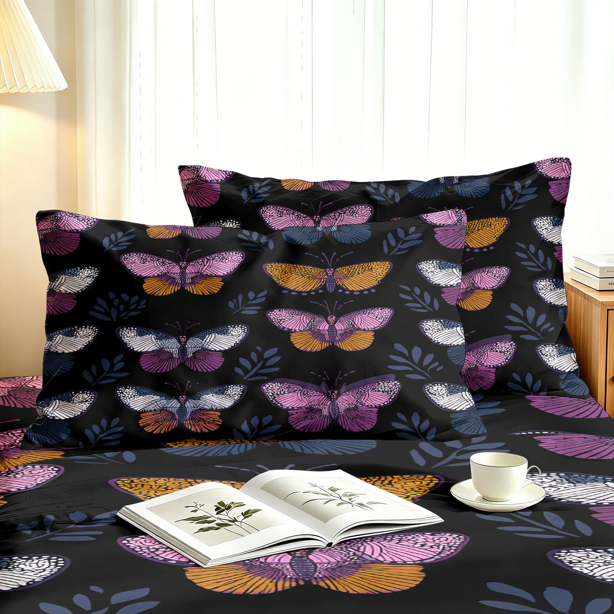 Butterfly Queen Sheet Set 4 Pcs Gothic Dark Bed Sheets