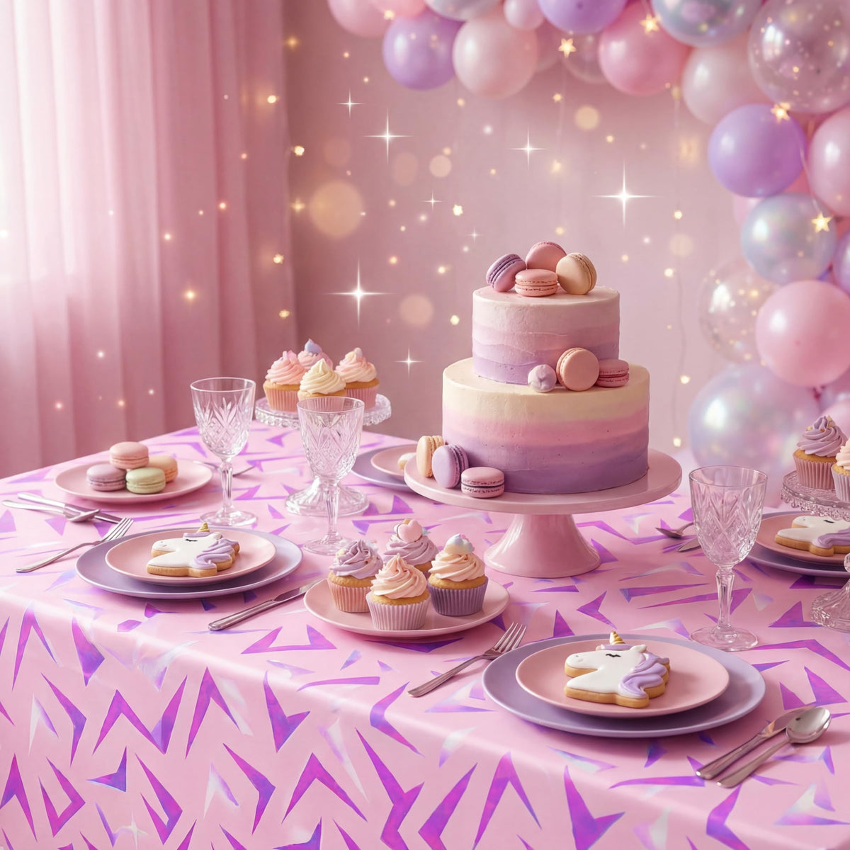 Gilprop 2 Pcs Kpop Pink Lightning Crack Birthday Party Tablecloth Decorations Purple Energy Pattern 108 x 54 Inch Plastic Tablecover Korean Idol Movie Decor for Kid Birthday Graduation Baby Shower