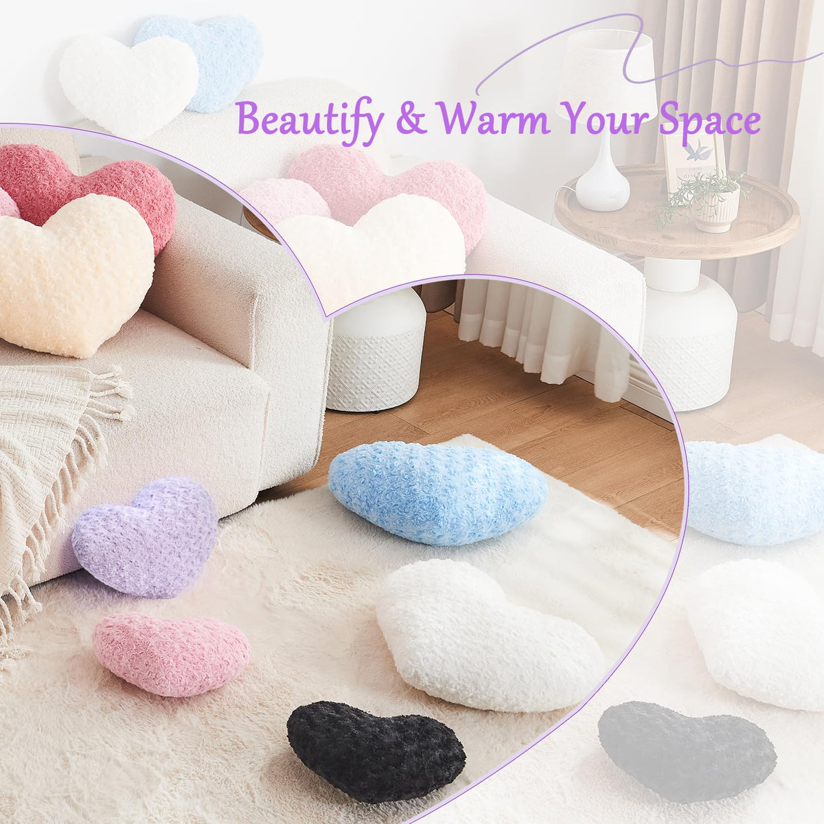 IREMATE Heart Pillow Purple Throw Pillows, Soft Fluffy Decorative Pillows for Bed Couch Chair, Cute Heart Shaped Room Decor Gifts for Valentine Anniversary Birthday Mothers Christmas (Small, 13"x10")