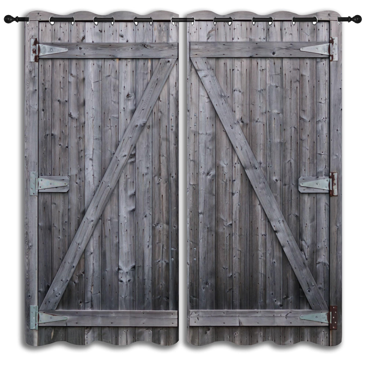 PYMATYTN Wooden Barn Door Grommet Blackout Curtains for Boy Girl Bedroom, Old Farmhouse Door On Country Farm Thermal Insulated Home Window Drapes for Living Room Darkening, 84x72 inch