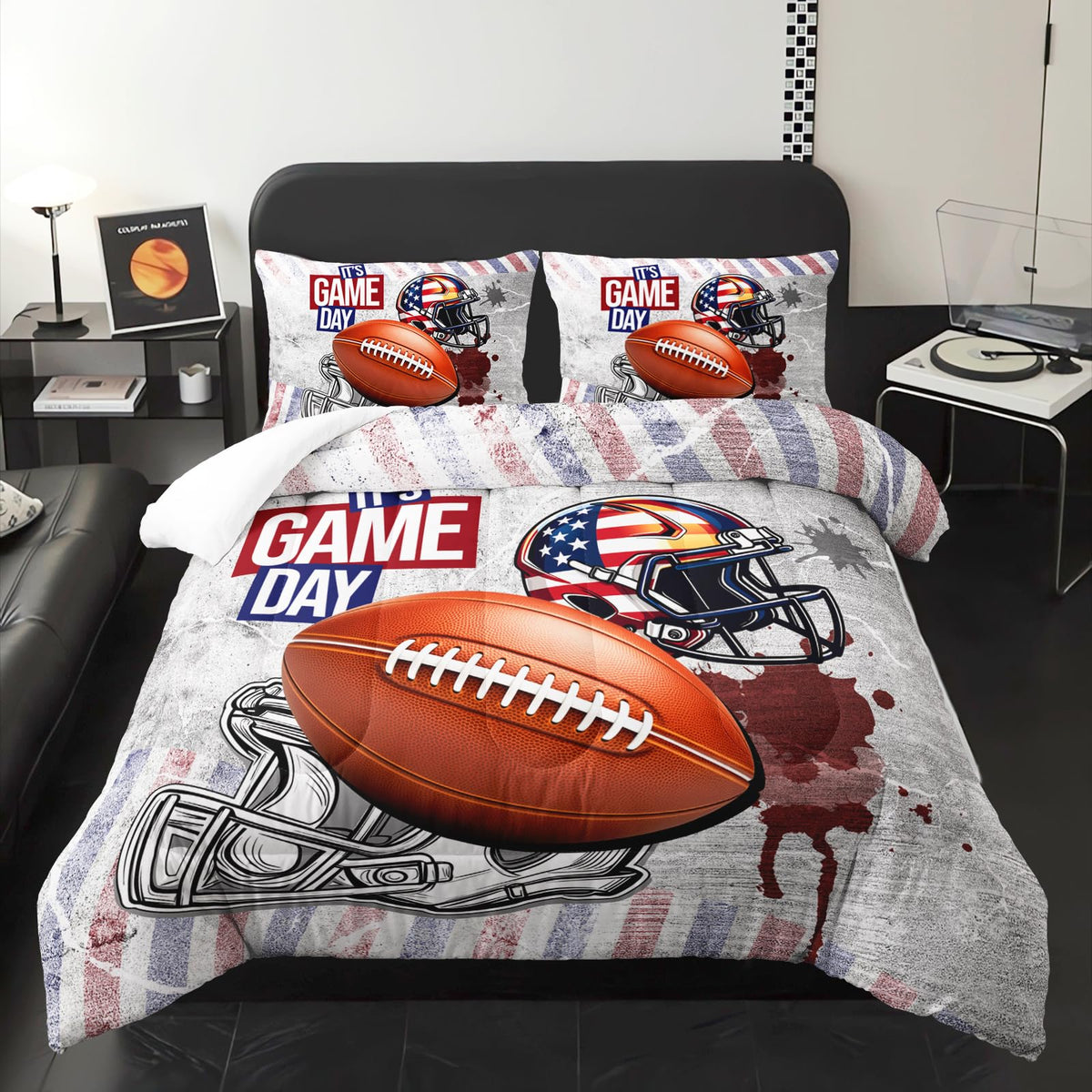 lneffble Twin Size Kids Comforter Sets Boys Football，Sport Themed Twin Size Bedding，with 1 Comforter with 2 Pillow Case