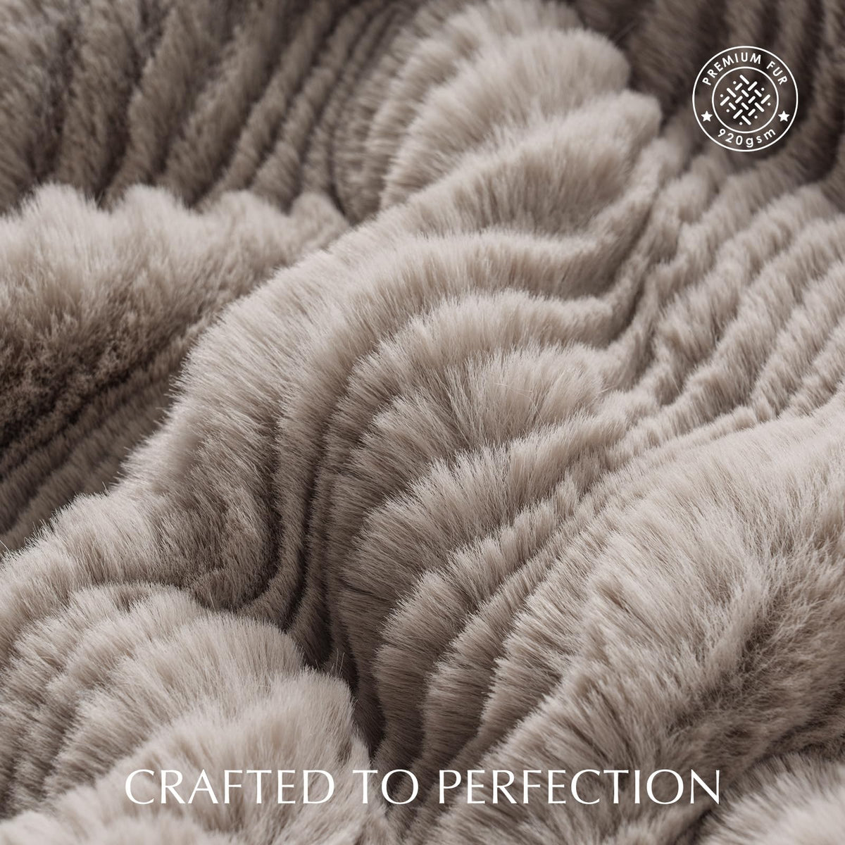 EVERGRACEHOME Ultra Soft Faux Fur Throw Blanket for Couch, Luxury Sculpted Texture Faux Rabbit Fur Blanket for Bed, Fluffy Thick Plush Warm Fuzzy Throw, 920GSM (Taupe, 50''x60'')