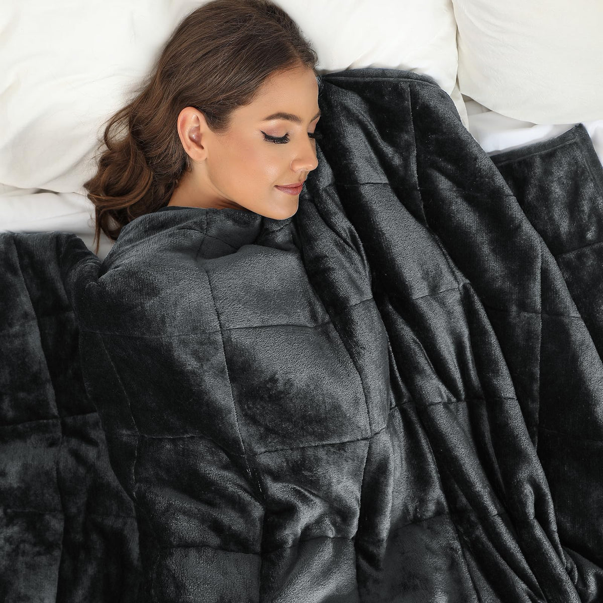 Alomidds Weighted Blanket Queen Size 15lbs 60x80 inches,Soft Plush Fleece Throw Weighted Blankets with Cozy Warm Sherpa,Ultra Fuzzy Heavy Blanket Microfiberfor Sofa Bed, Dark Grey