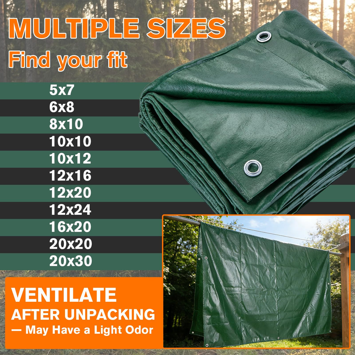NORSGATEN 22 Mil Heavy Duty Vinyl Tarp,20x30 FT Fully Waterproof Reversible Poly Tarp with Metal Grommets, All-Weather Fade Resistant Outdoor Cover for Equipment, Truck, Roof & Woodpile,Garden Plants