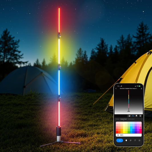 Camping Lights Rechargeable, 16 Million Colors, Smart RGB Camping Light, 2.97lb Cordless Portable Light Camping, 53" Foldable Tent Lights for Camping, Hiking, Picnics, Emergencies and Power Outages.