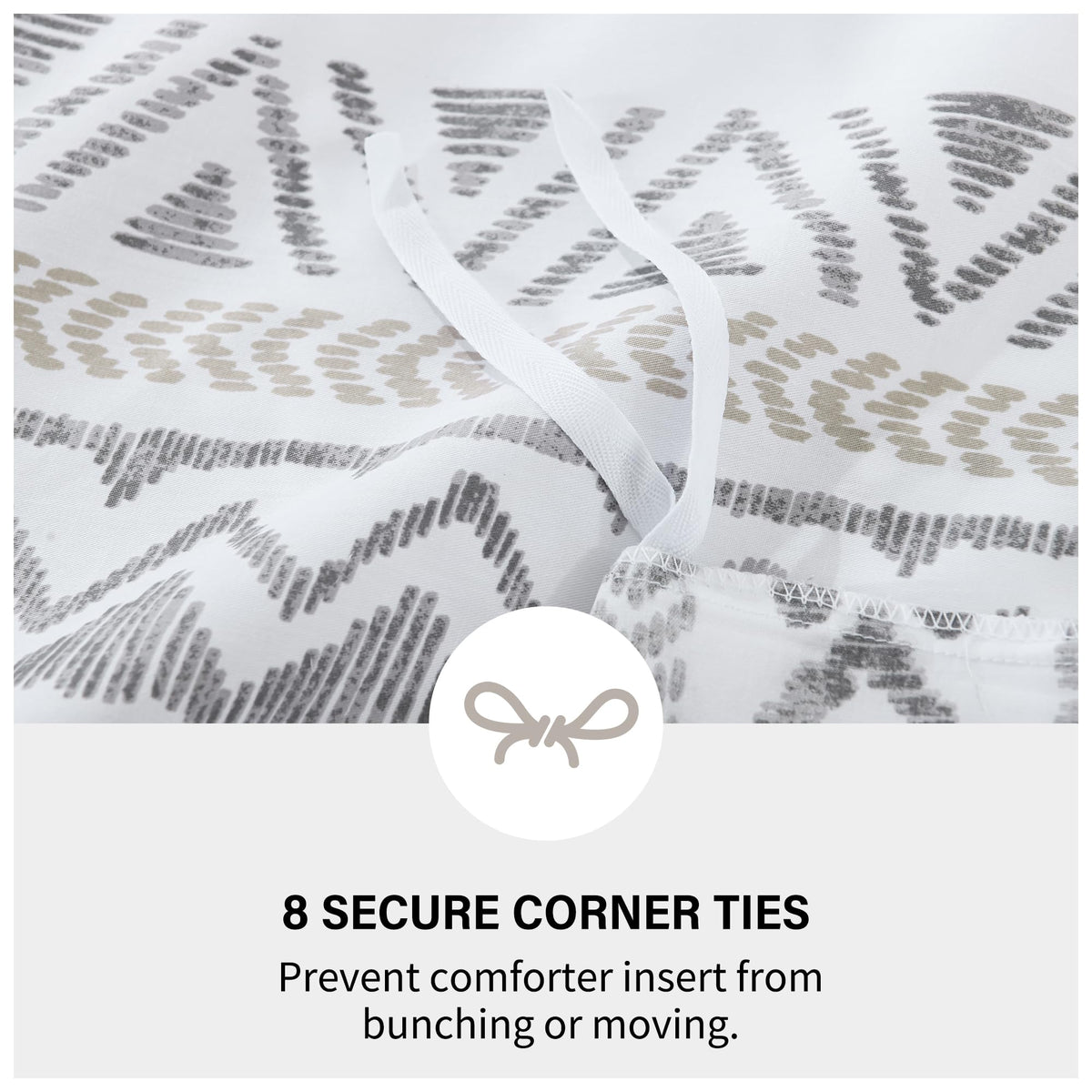 VOOVY Duvet Cover King - 100% Cotton Boho Duvet Cover King Size, 3 Pieces Bohemian Geometric Lightweight Soft Breathable Bedding Duvet Covers Set for All Season (Charcoal, 104"x90", No Comforter)