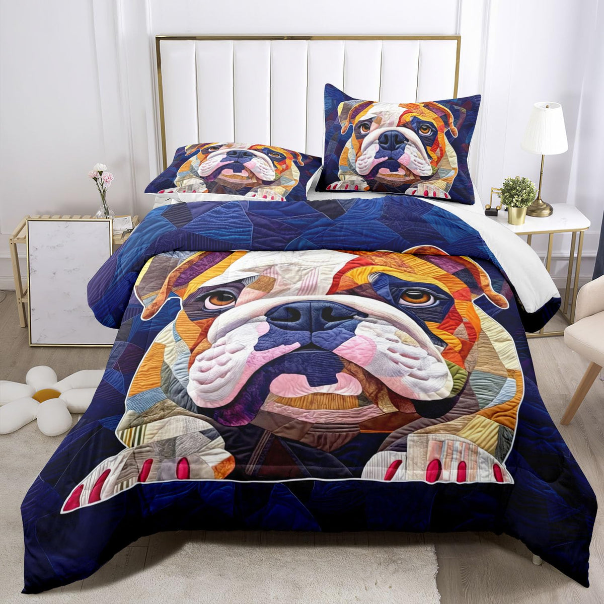 Raphus cucullatus Dog Print Comforter Set,Cartoon Dog Bedding Puppy Comforter Set Twin,Animal Print Twin Size Blue Bedding,Puppy Quilt Animal Print Home Decor