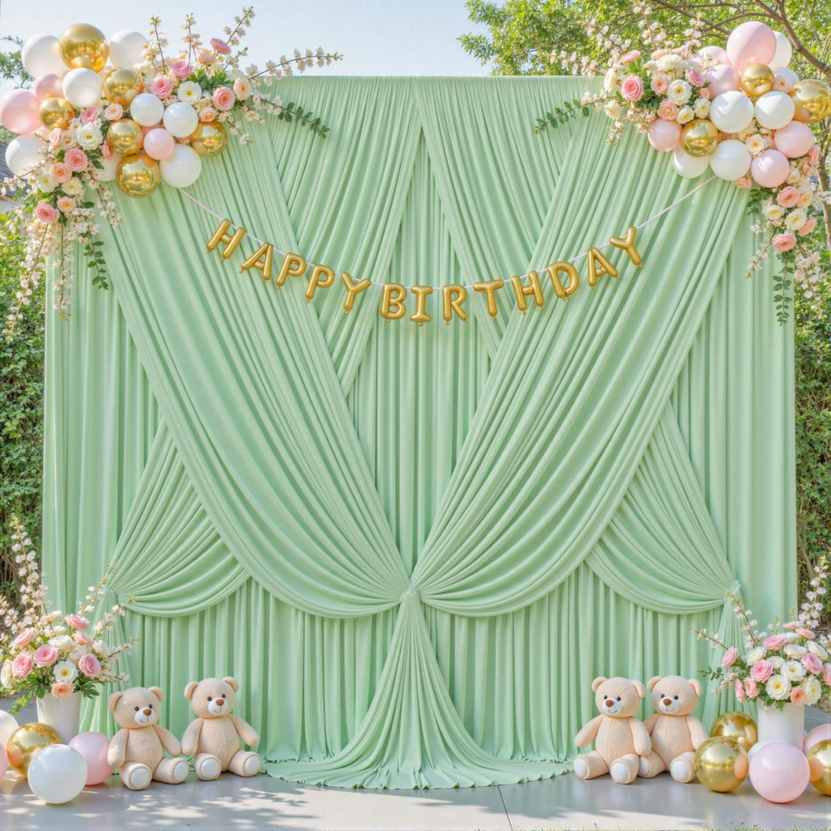 Sage Green Backdrop Curtain for Parties Wrinkle Free Dark Green Photo Curtains Backdrop Drapes Fabric Decoration for Baby Shower Birthday Party Photography 5ft x 7ft,2 Panels