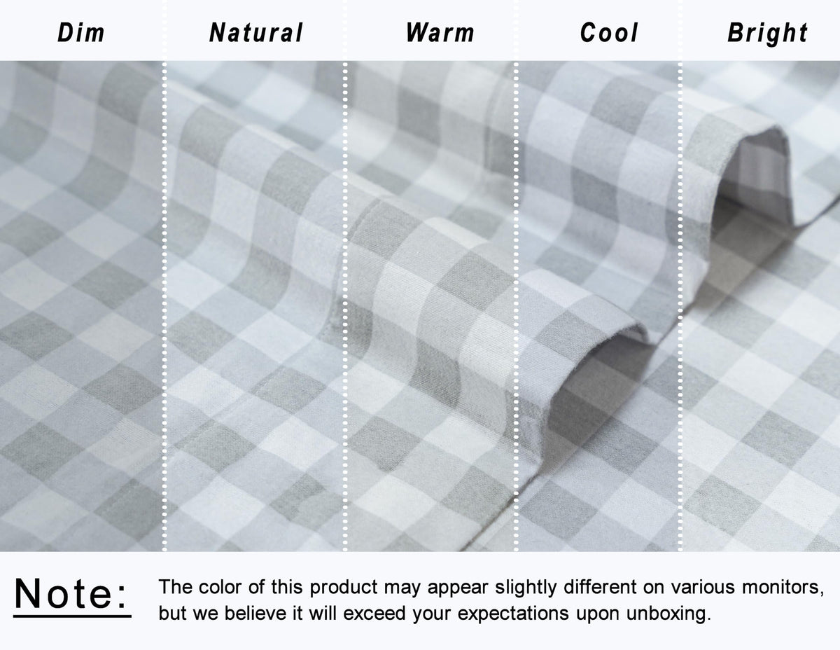 RUVANTI Flannel Sheets Queen Size - GOTS Certified 100% Organic Cotton, 4 Piece Warm, Soft & Breathable Set, Deep Pocket Snug Fit, Double Brushed Cozy All Season Bedding, Open Gingham