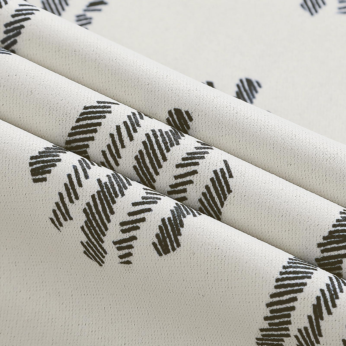 Melodieux Blackout Boho Curtain 84 Inch Long for Bedroom 1 Panel Extra Wide Cotton Curtains Black on Beige Striped Pattern Bedroom Curtains Grommet Room Darkening Thermal Insulated