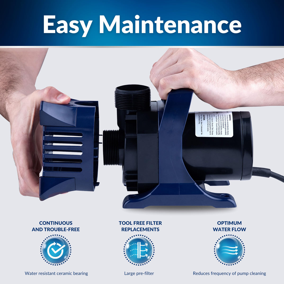 Alpine Corporation PAL3100 | 3100 GPH Submersible Water Pump with 33-ft Cord — Quiet 276W Motor, 21.5-ft Lift — Multi-Angle Flow for Ponds, Waterfalls & Fountains — Durable & Efficient