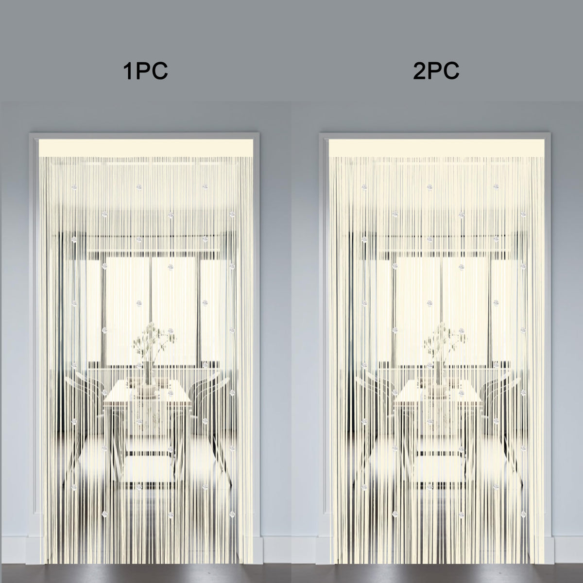 Beaded String Curtains for Doorways Boho Bedroom Decor Hanging Door Wall Beads Closet Window Curtain Room Divider Privacy Decorative (Champagne, 39" W x 79" L)