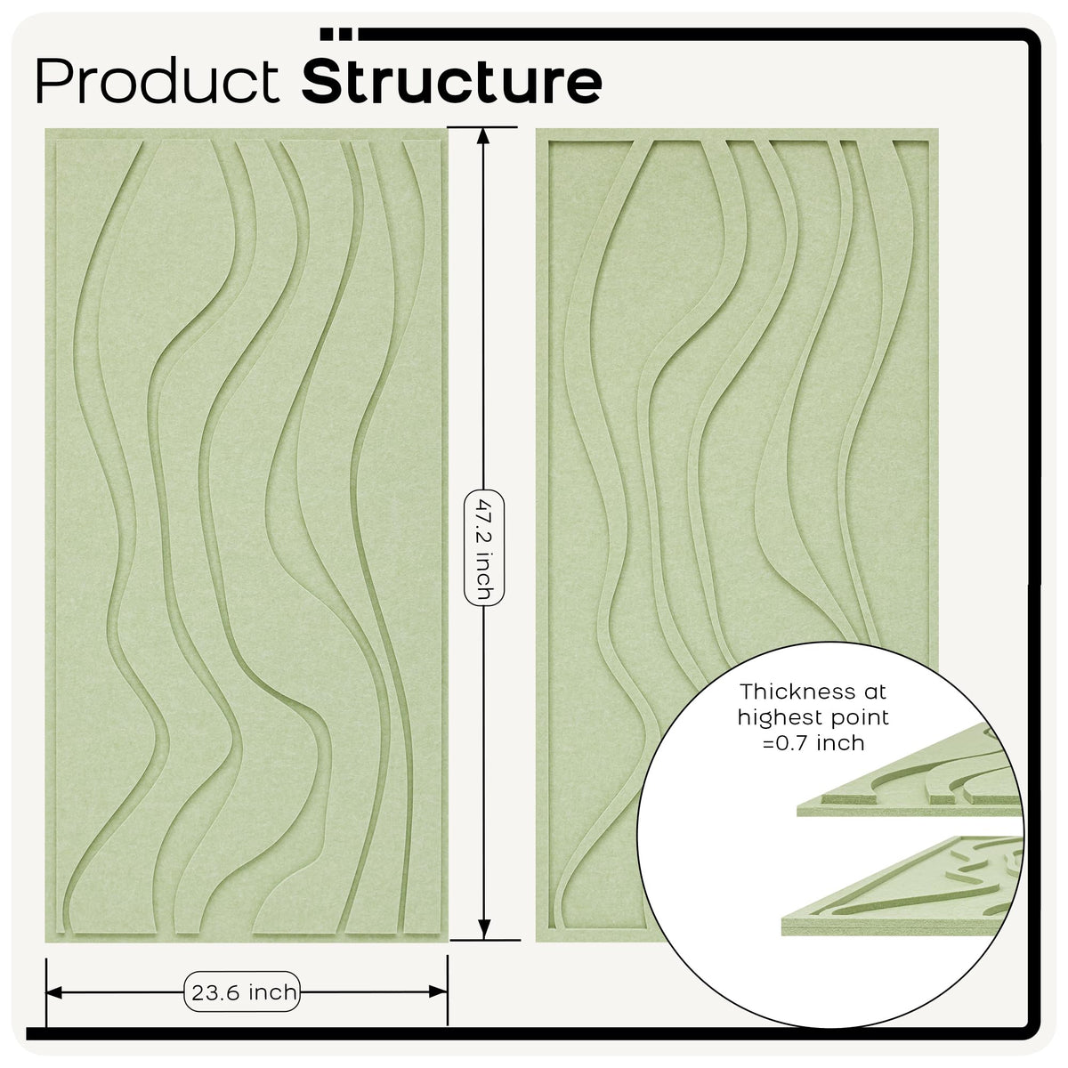 BUBOS 4 Pack Large Acoustic Panels, Total-Size 47.2 x 23.6 Inches Soundproof Wall Panels, Decorative Sound Panels, Self-Adhesive Acoustic Wall Panels for Recording Studio, Home&Office (Green, 4 Pack)