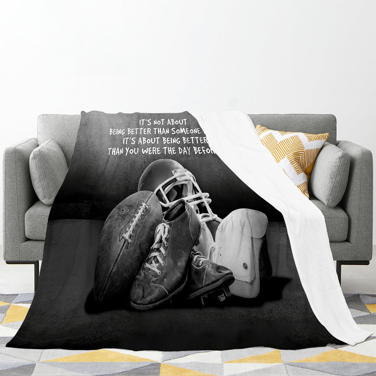Sports Football Throw Blanket - Soft Warm Cozy Fleece for Boys Men Girls Women Kids Adults - Couch Sofa Bed 50"x40"