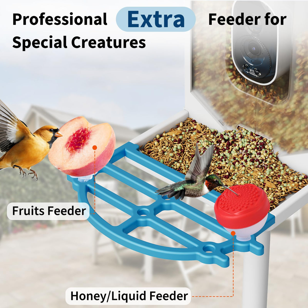 Garvee Smart Bird Feeder with 2K Camera & AI Recognition - Solar Powered, 2L Capacity, Night Vision, App Alerts, for Bird Watching, Squirrel Deterrent Function