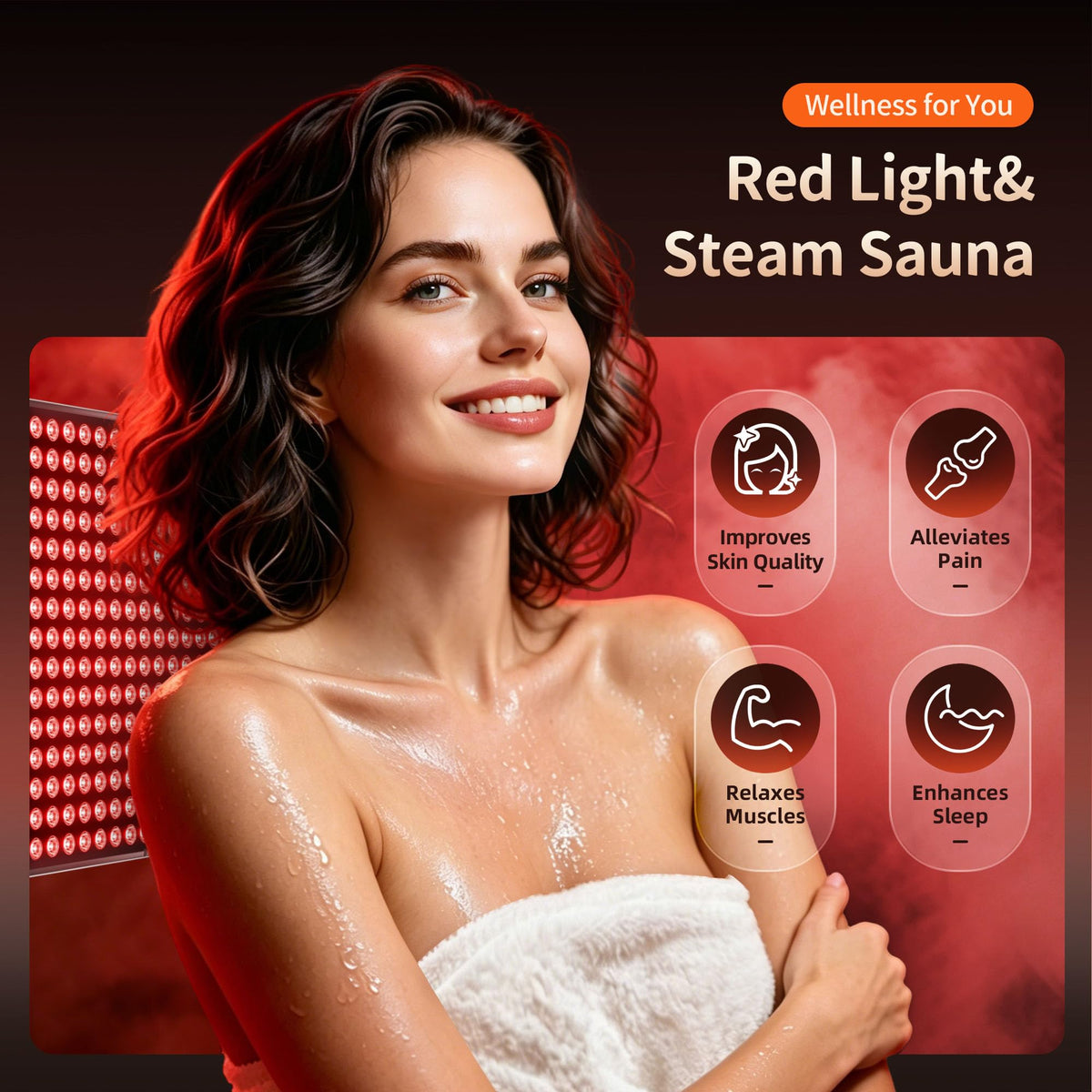 Viconor Portable Sauna Box, Infrared Sauna With 660nm Red Light & 850nm Infrared Red Light Therapy Device for Relaxation, Red Light Sauna for Home 5-Layer Waterproof Insulated, 3L/1200w Steamer, Chair