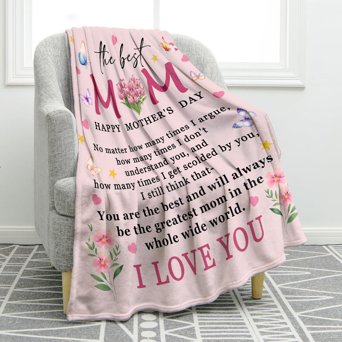 Jekeno Birthday Gifts for Mom, Mom Blanket, Mother Gifts from Daughter or Son, Anniversary Mothers Day Present for Wife, Women 50"x60"
