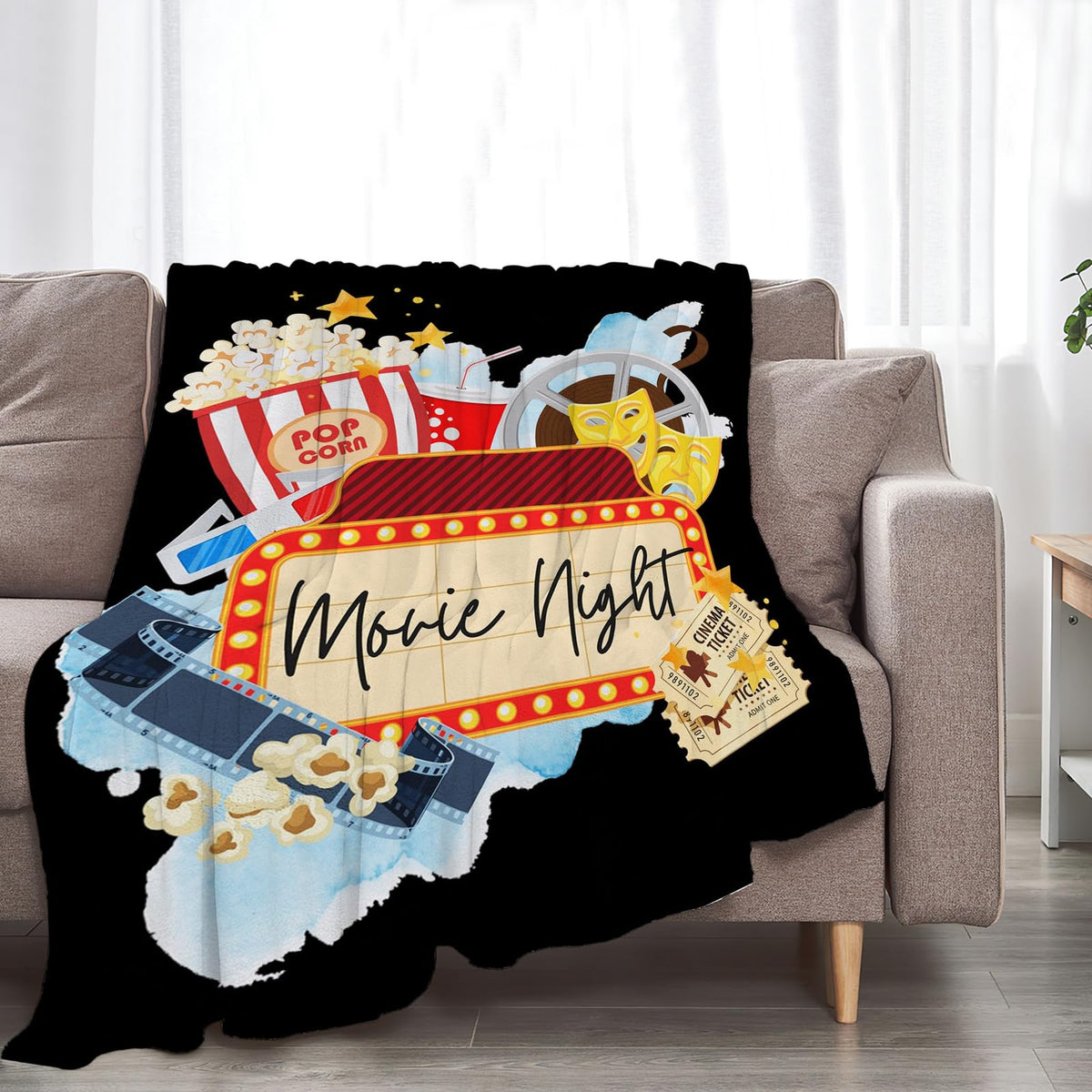 Golakra Movie Blanket Movie Lover Throw Blankets Plush Cozy Flannel Fleece Fuzzy Theater Home Film Cinema Blanket Gifts for Girls Women Men Boys Kids Bed 50"X40"