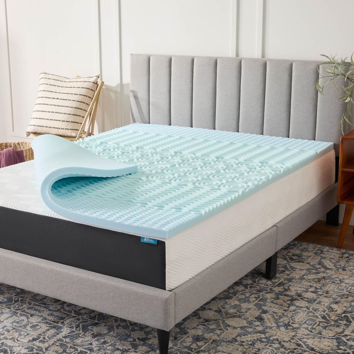 LUCID 2 Inch Gel Memory Foam Mattress Topper, King size – 5 Zones – Cooling Gel Infusion – CertiPur Certified Foam