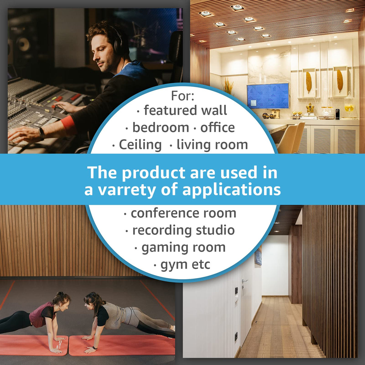 Art3d 4-Piece Wood Slat Acoustic Panels for Stylish Decor and Noise Reduction, 3D Textured Panel for Ceiling and Wall, Walnut