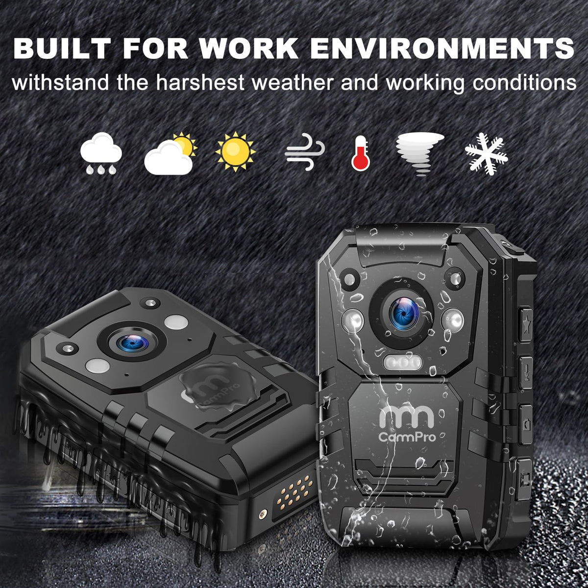 CammPro I826 1440P 2K HD Police Body Camera,64G Memory,Waterproof Body Worn Camera with Audio Recording,Night Vision,GPS for Law Enforcement