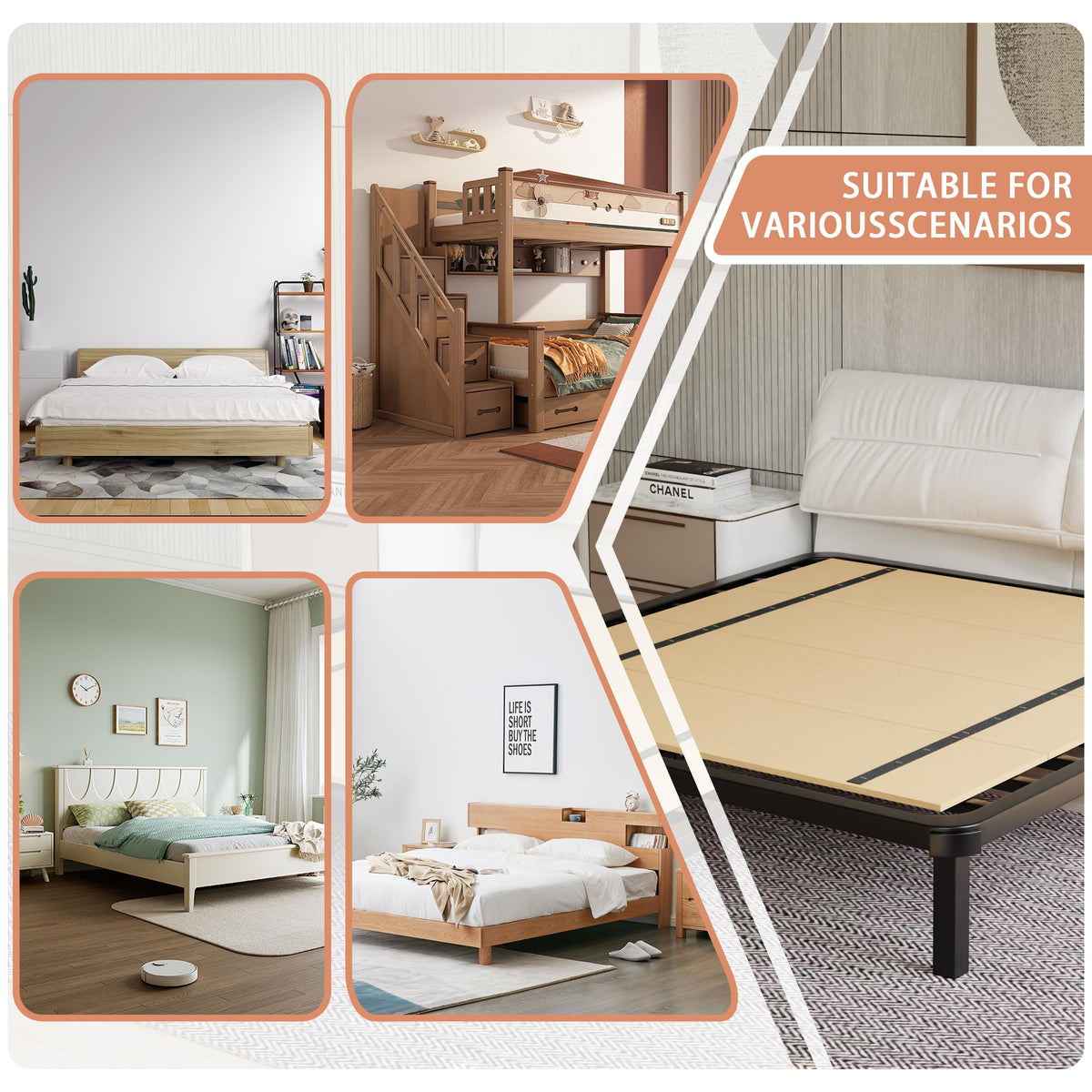 Imperius Foldable Box Spring, Bunkie Board, Bed Support Slats, Bed Boards for Under, Twin (60x30)