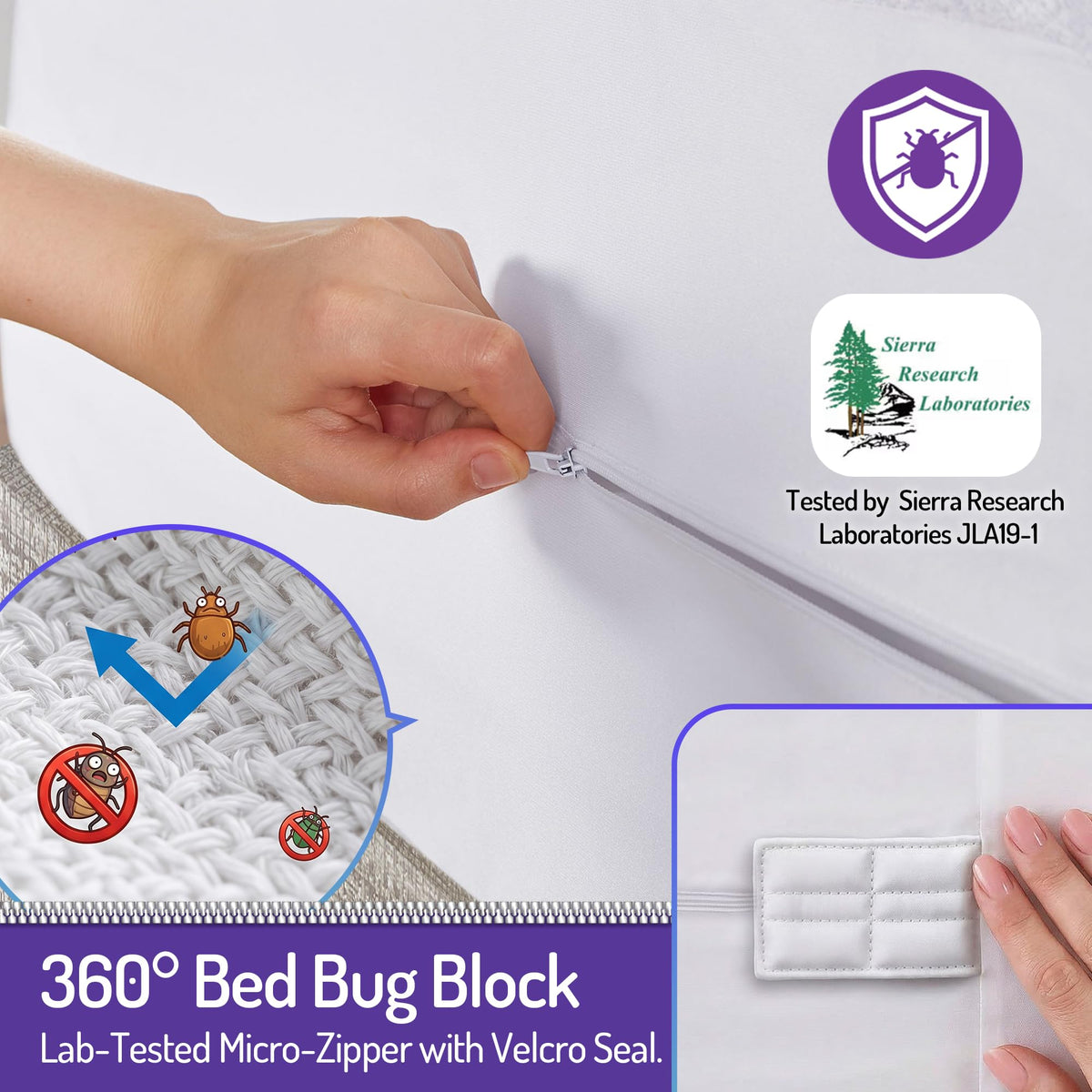 Degrees of Comfort Bed Bug Mattress Cover Twin Size - 6-8" Ultra-Low Profile 3M Scotchgard Waterproof Zippered Encasement Protector, Breathable Cotton Terry Top