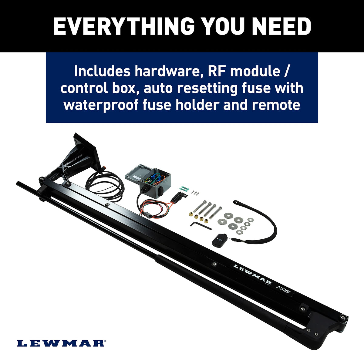 Lewmar Axis Shallow Water Anchor for use in up to 7' of Water, 12V Electrically Powered, Remote Controlled Deployment, Four Bar Articulating Arm, for Powerboats up to 26', Black - 22108805