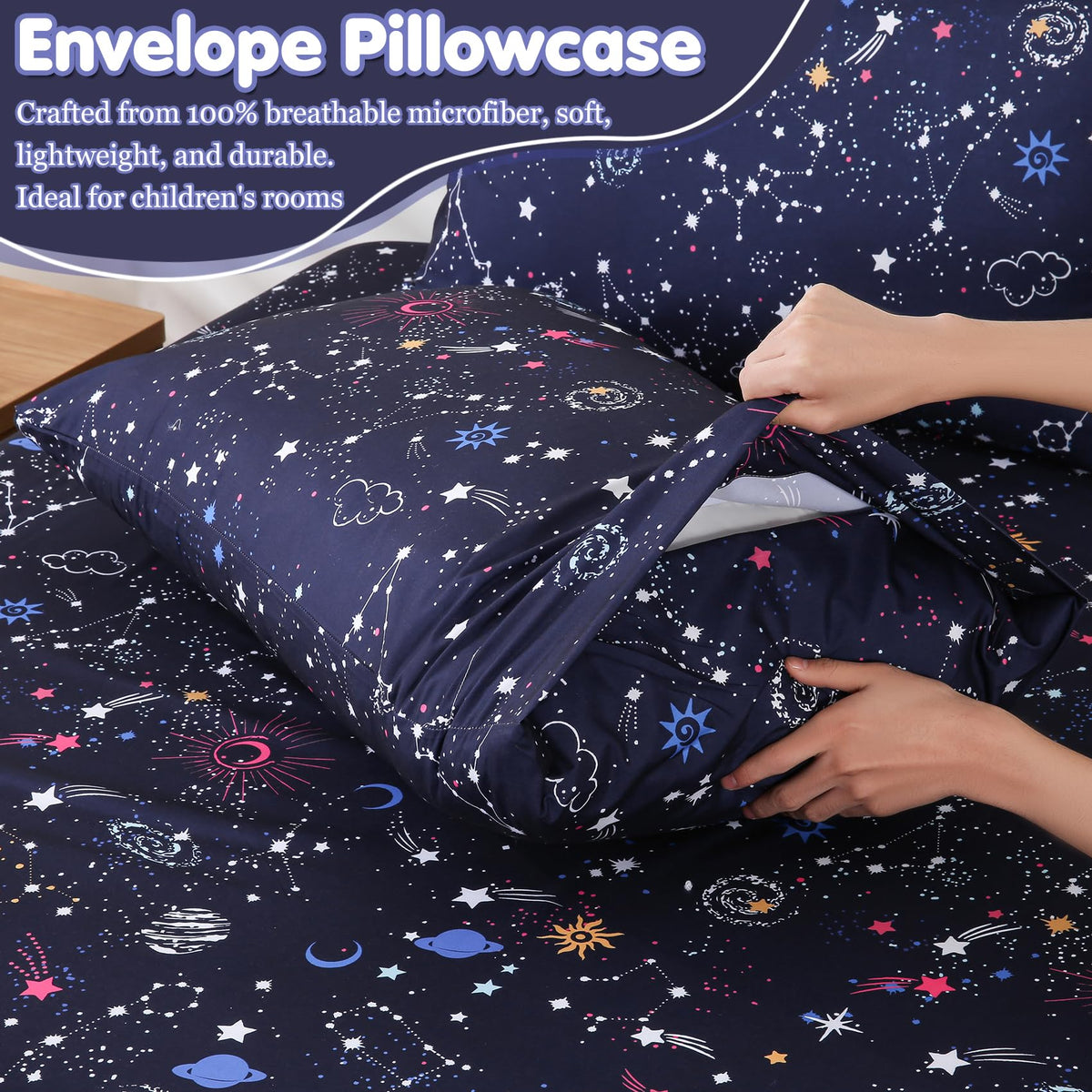 CIMVI Kids Twin Sheets Set Boys Girls Colorful Starry Galaxy Bed Sheets 15-Inch Deep Pocket Fitted Sheet Soft Microfiber Bedding with Pillowcase Fade Resistant Children Teens Room Decor