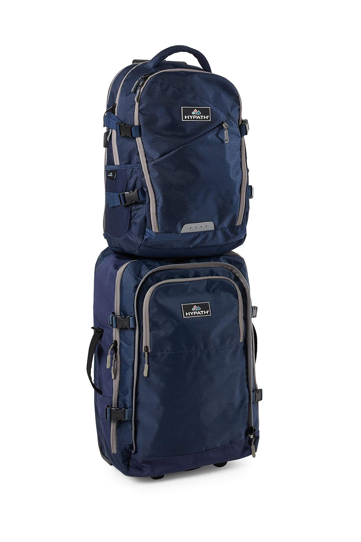 Hypath 2-in-1 Convertible Travel Bag - Use as Backpack with Wheels, Wheeled Carry On, or Stacked Rolling Luggage - Comes with Detachable Daypack - New Upgrades Here