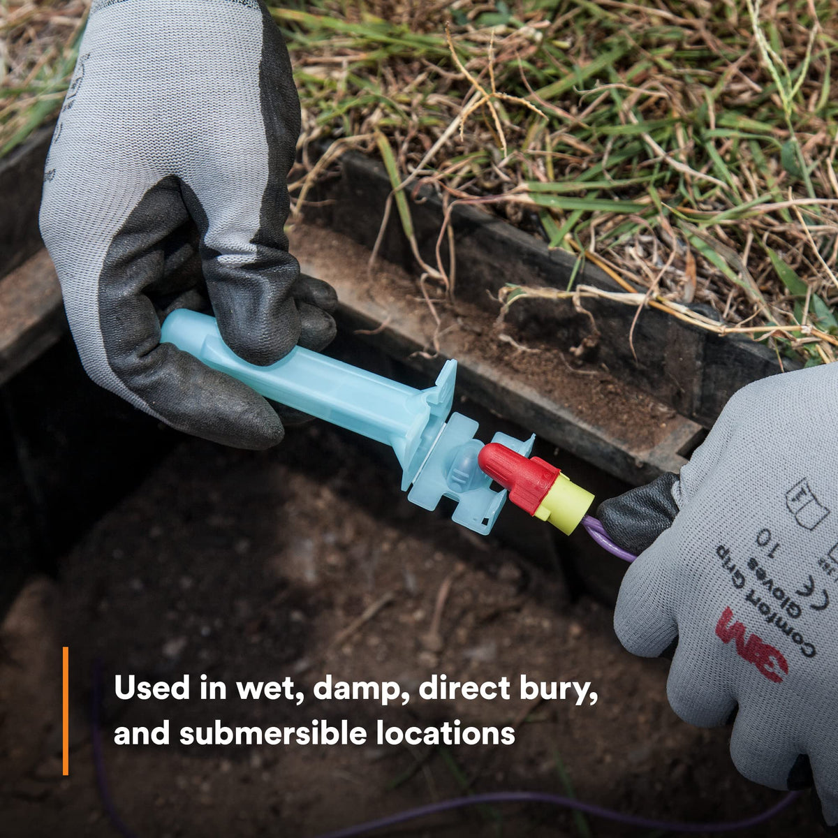 3M Direct Bury Splice Kit DBR/Y-6 (BULK), 18-10 AWG, UV-Resistant, Steel Spring, Flame Retardant Insulation, Box of 100 Splice Tubes and 100 R/Y Connectors