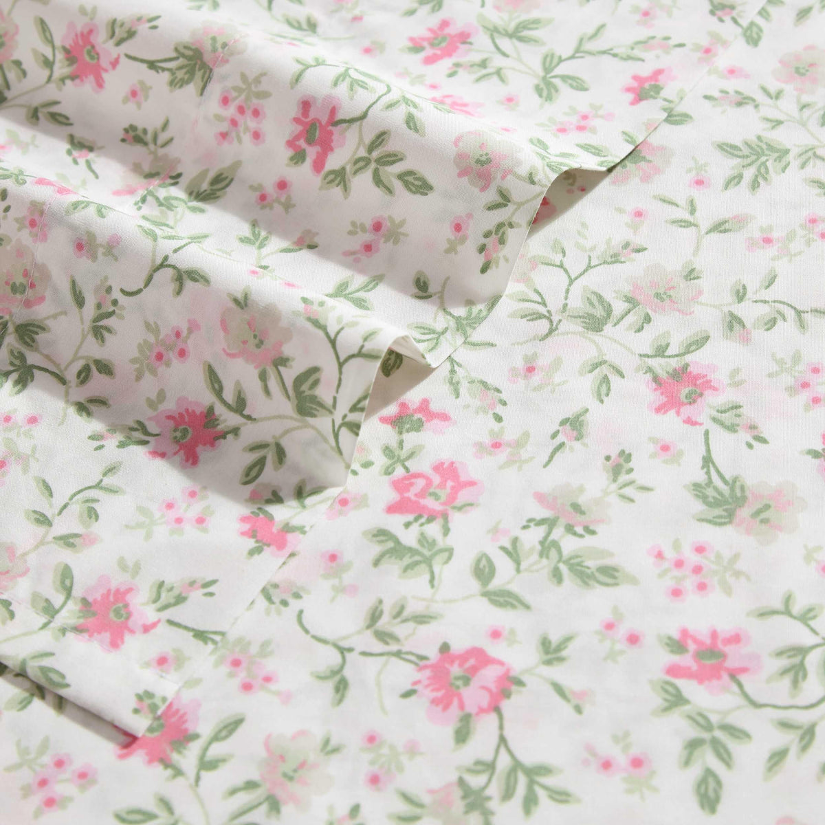 Laura Ashley - King Sheet Set, Super Soft Cotton Percale Bedding Set with Matching Shams, Oeko-Tex Certified (Bonnie Pink, King)
