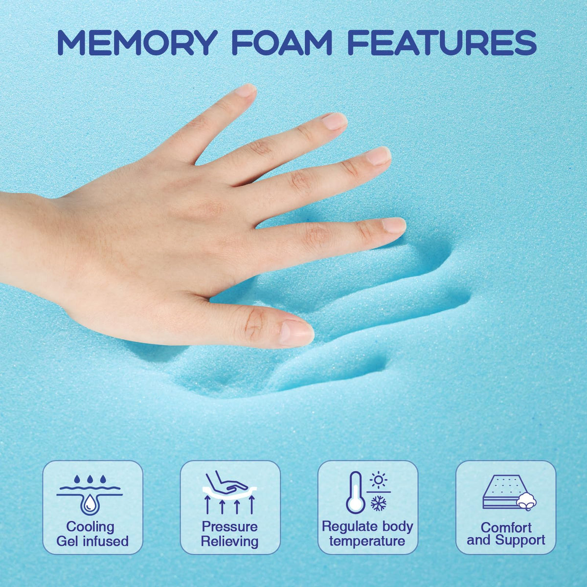 VALUXE Twin XL Mattress Topper 3 Inch Cooling Gel Memory Foam, CertiPUR-US Certified Topper & Pad for Back Pain Relief, Soft Breathable Bedding with Pressure Relief (Blue)