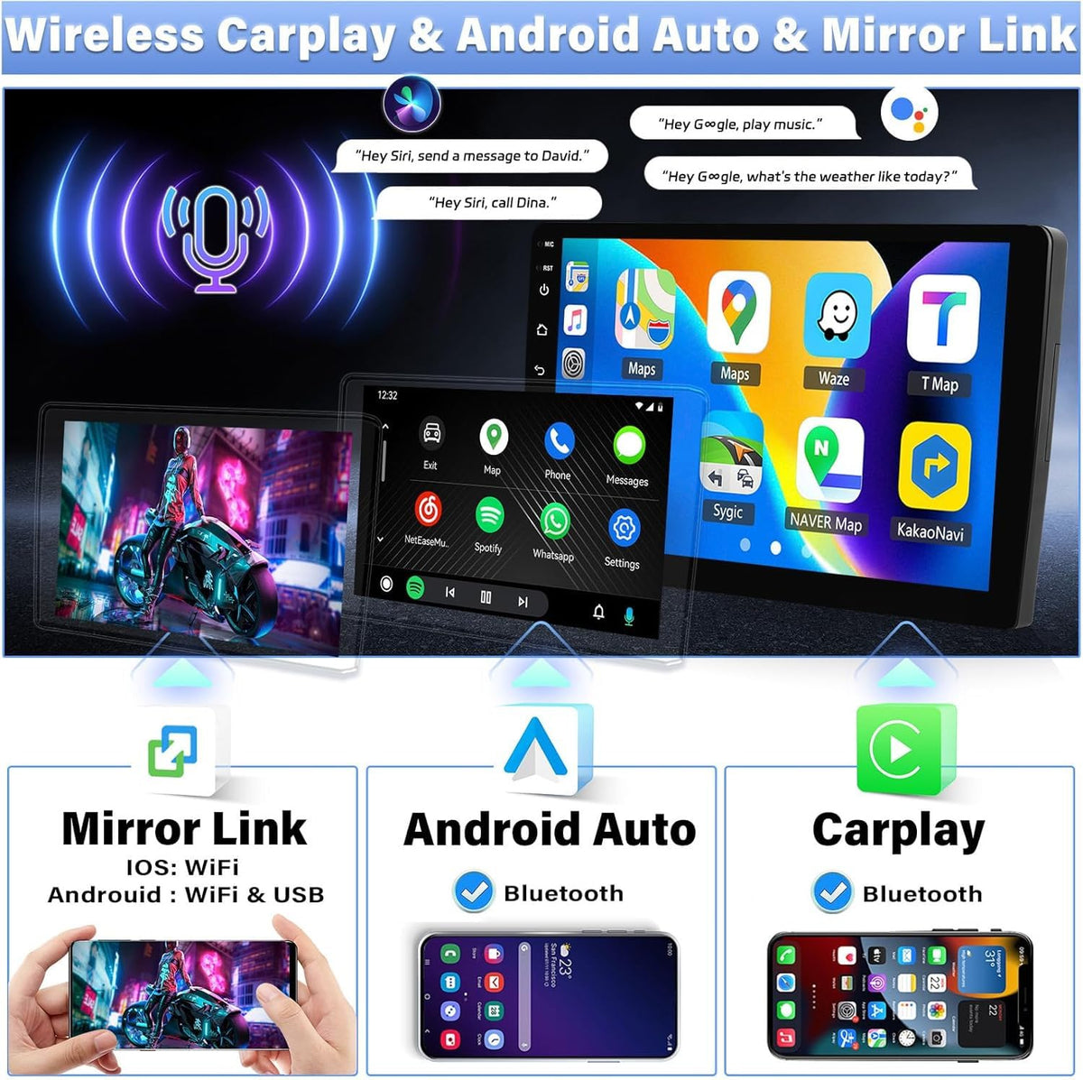 Android 15 4G+128G Car Stereo for Jeep Compass Patriot 2010-2016 with Wireless Carplay Android Auto, 10.1" Incell Touchscreen Head Unit Bluetooth 5.0 32-EQ GPS WiFi FM/RDS Mirror Link SWC Backup Cam