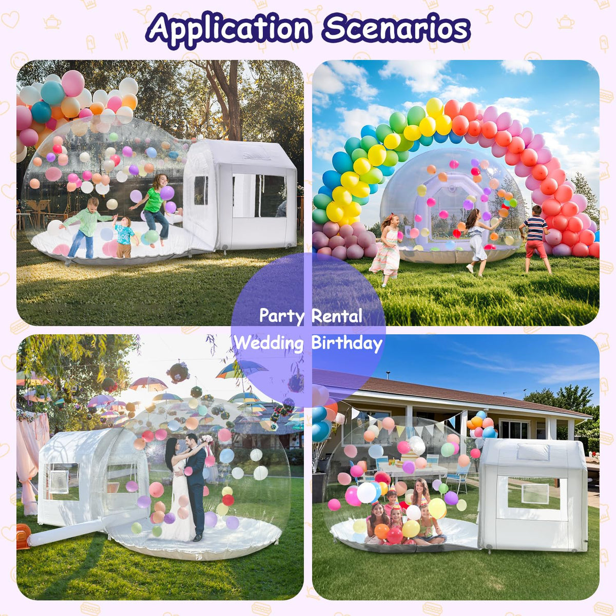 Iuoni 10FT Clear PVC Inflatable Bubble House Dome Tent with Tunnel - Bubble House Dome Inflatable, Ideal for Fun Events and Parties, Durable Inflatable Bubble House, Easy Setup