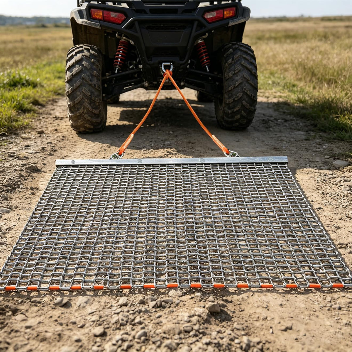 Umisu 3' x 3' Heavy Duty Drag Mat – Pre-Assembled Zinc & Steel Mesh Field Leveling Mat for ATV/UTV, Lawn, Gravel Driveway, Garden & Soil Aeration – Rust-Resistant Tow-Behind Ground Leveler