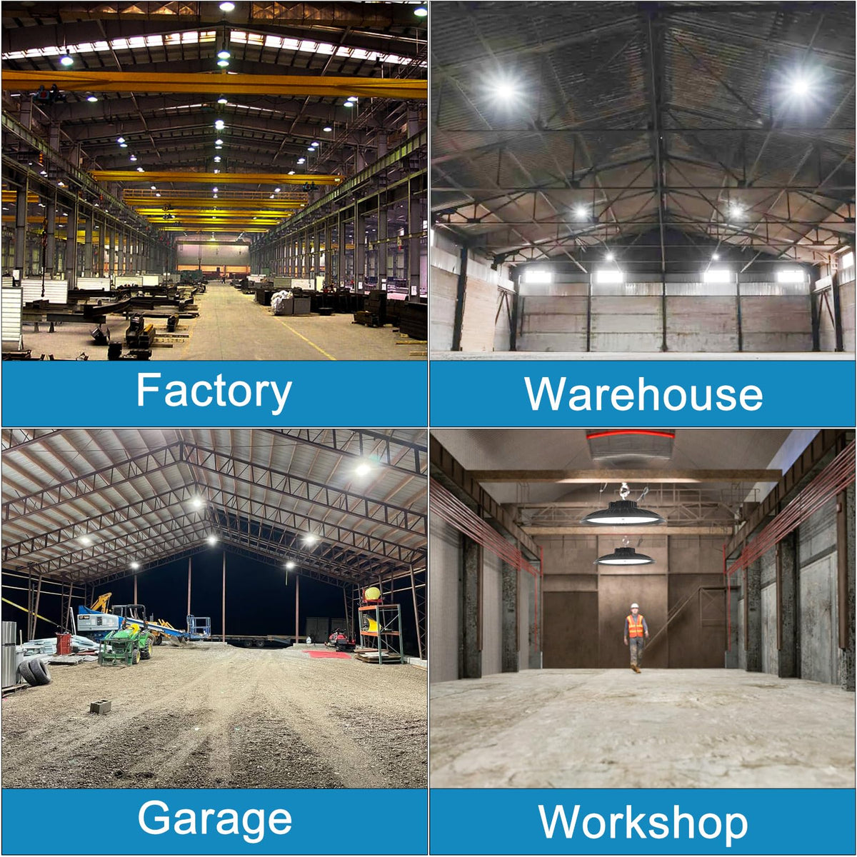 Lightdot 6Pack LED High Bay Light 300W（340x1W） 45000lm (Eqv.1200W MH/HPS) AC100-277V 5000K UFO LED High Bay Shop Light, Commercial Bay Lighting for 30-50FT Height Warehouse, Garage & Barn,Plug & Play
