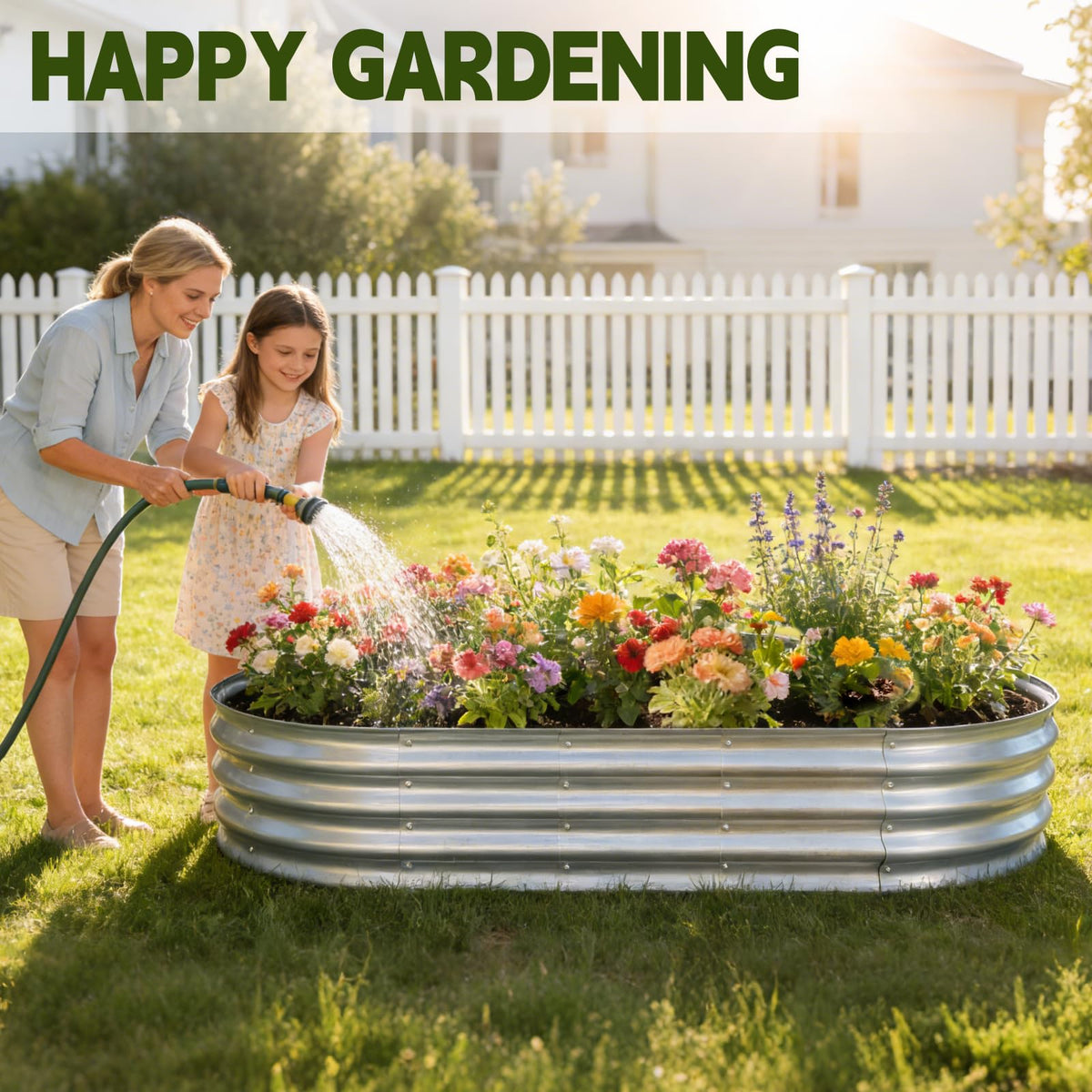 Vivagarden Galvanized Raised Garden Bed Outdoor, Large Raised Bed for Gardening, 6x3x1ft Oval Metal Planter Box for Vegetables, Fruits, Flowers, Silver