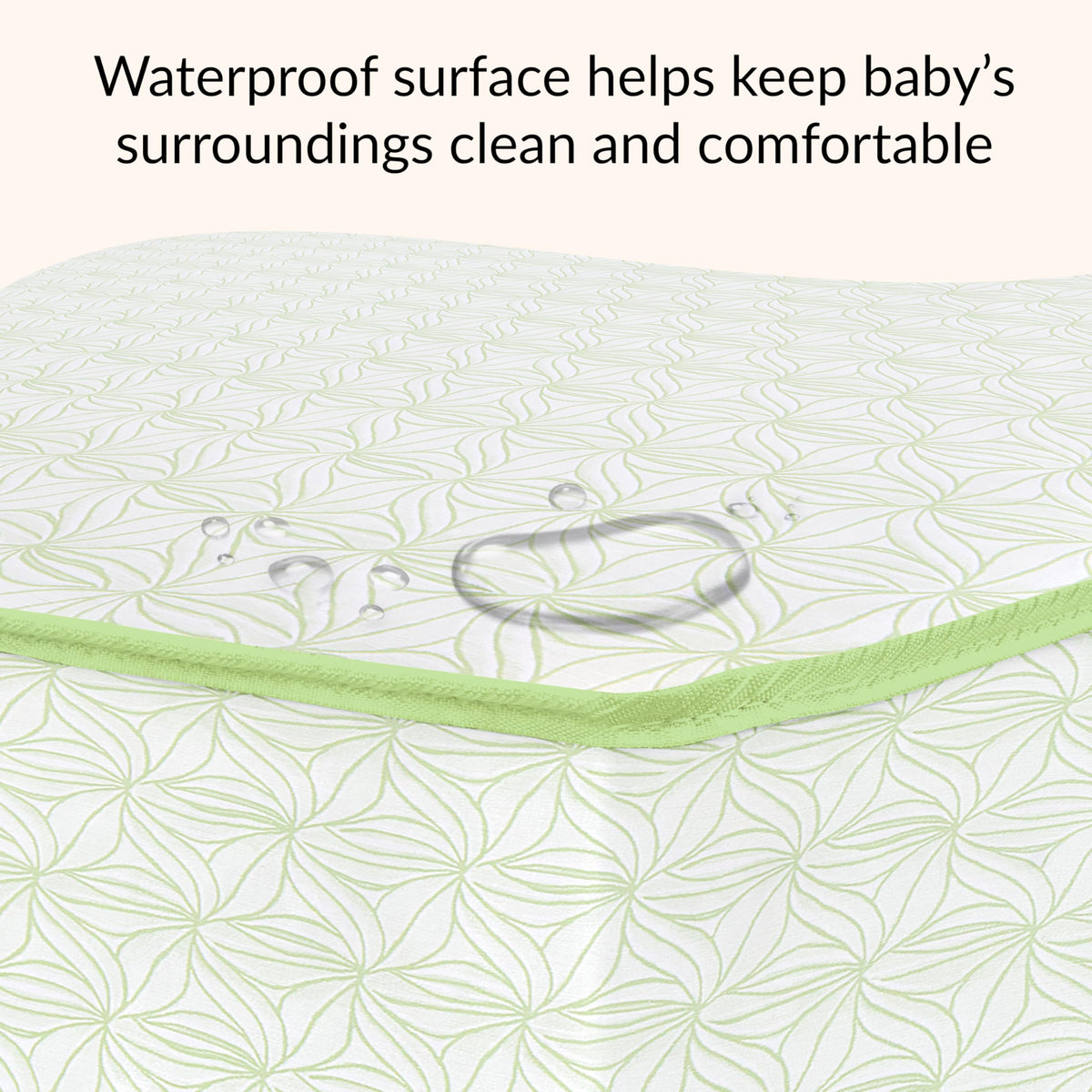 Dream On Me Meadow Firm Fiber Crib & Toddler Mattress – Willow Green, Waterproof Vinyl Cover, GREENGUARD Gold & BSA Certified, Made in USA, Fits Full Size Cribs & Toddler Beds