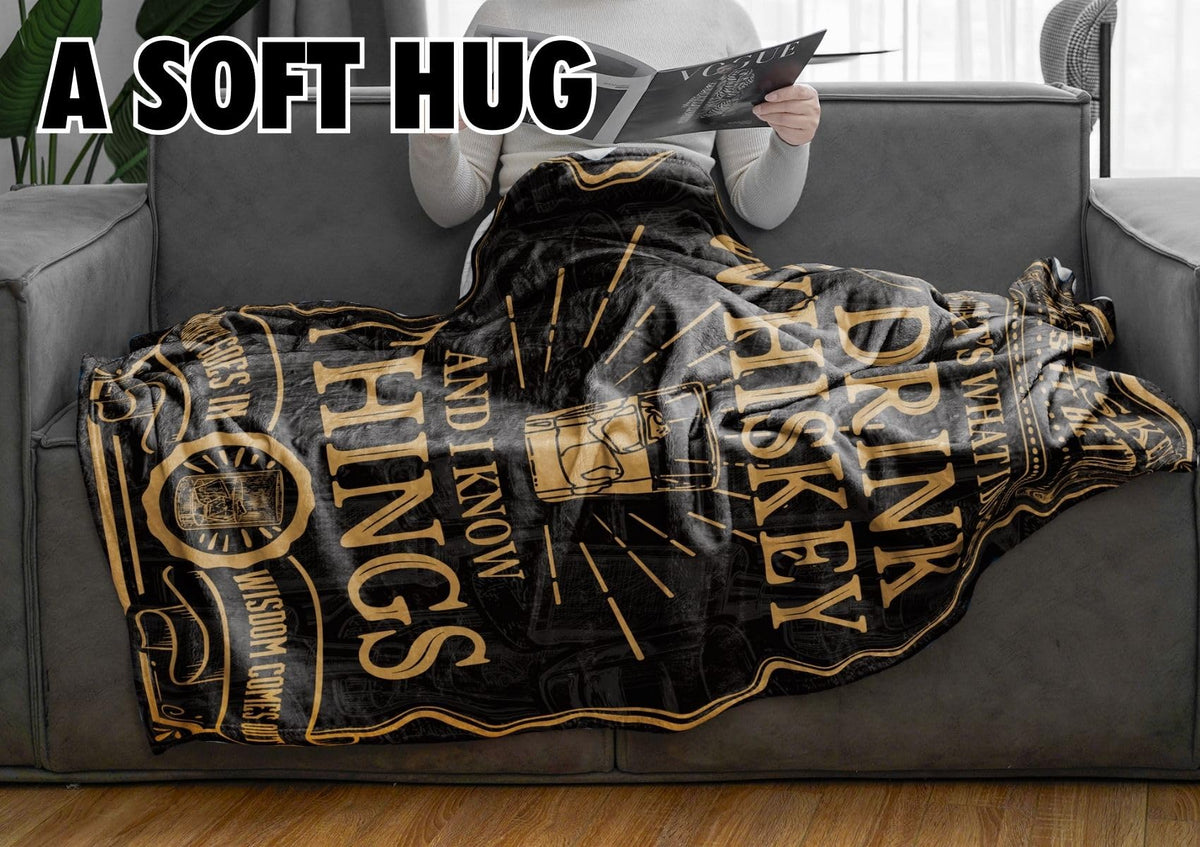 Huglanket Whiskey Gifts for Men, Bed Flannel Plush Blanket (50"x 65") for Whiskey Lovers, Men, Women on Birthday Christmas - Size 50"x 65" - Makes It Better