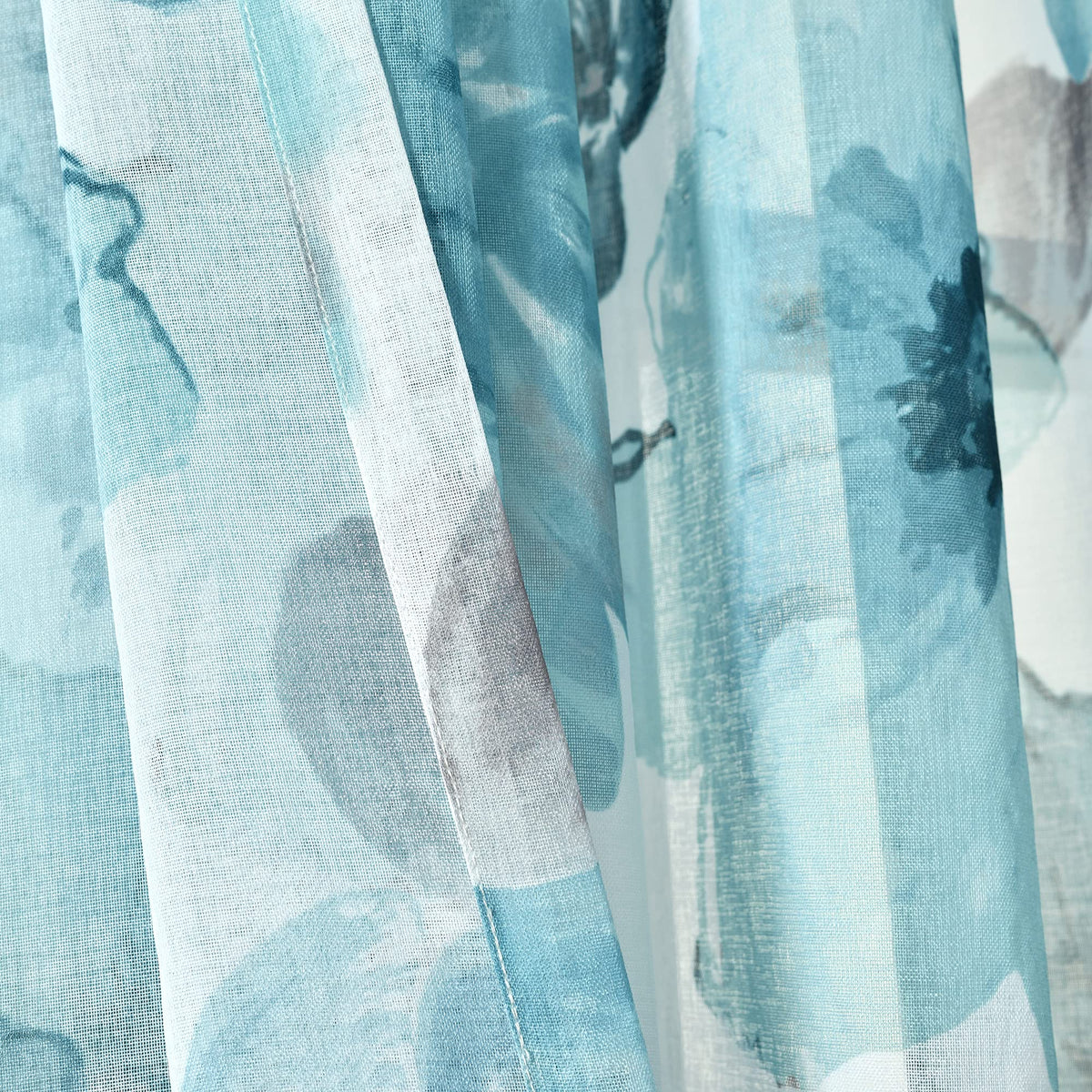 Lush Decor Leah Floral Sheer Window Curtain Panels Pair 52"W x 84"L Blue - Floral Curtains for Bedroom - Sheer Curtains for Living Room